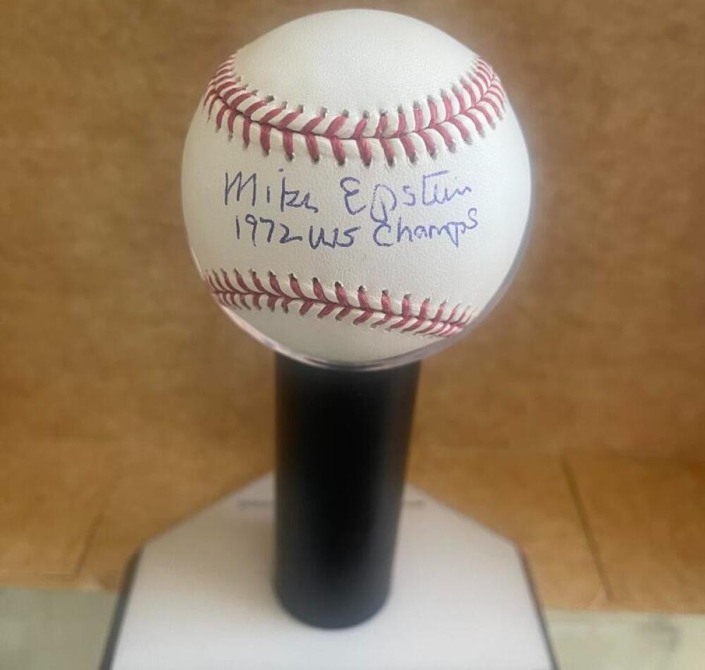 MIKE EPSTEIN 1972 WS CHAMPS A'S SIGNED AUTOGRAPHED M.L. BASEBALL BECKETT AUTH