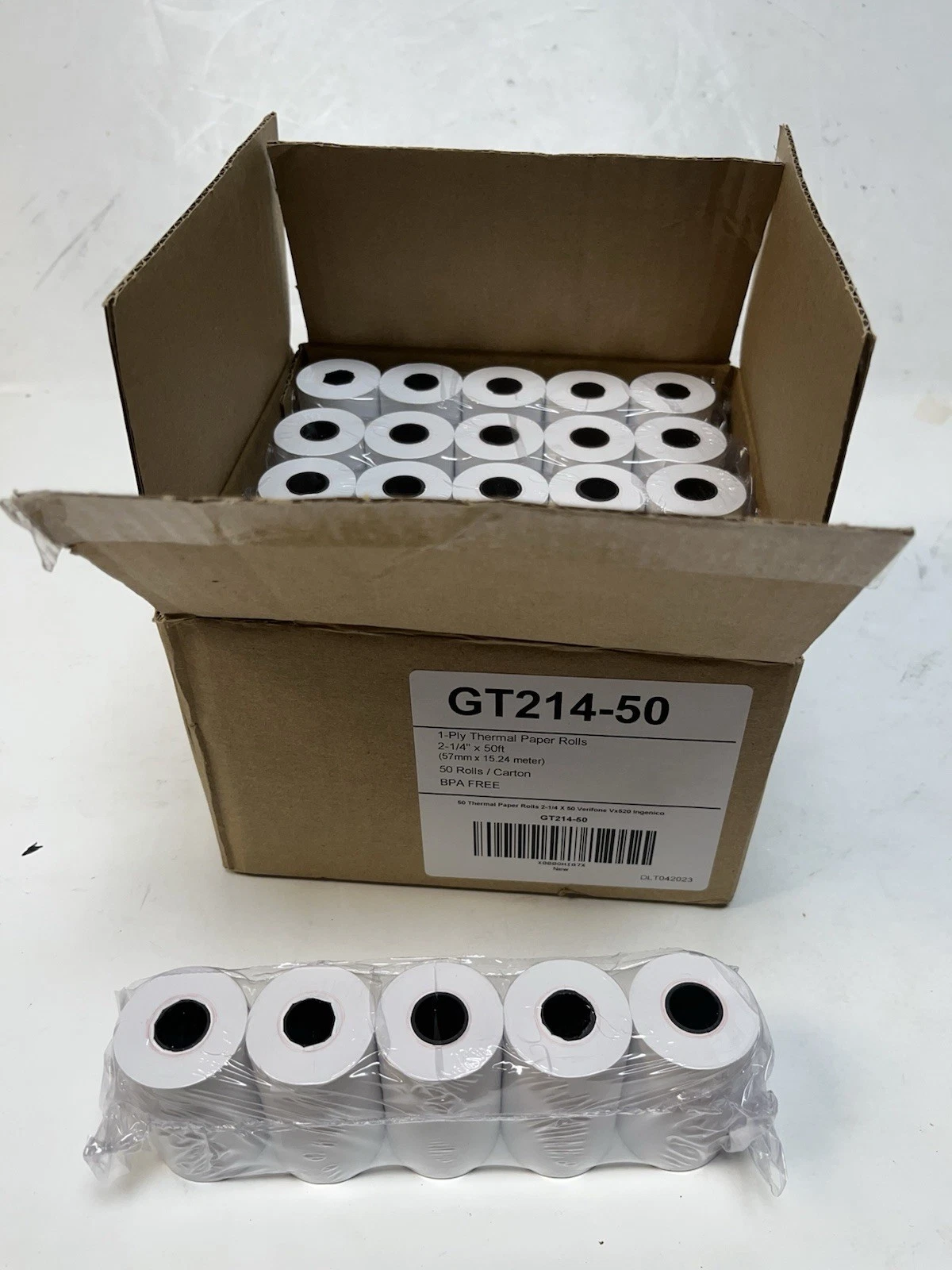 45 Pack 2.25“ x 50” 1-Ply BPA-Free Thermal Paper Rolls GT214-50
