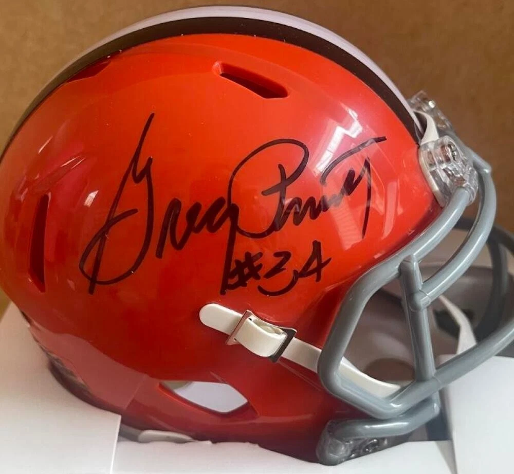 GREG PRUITT #34 BROWNS SIGNED AUTO MINI HELMET JSA AUTH