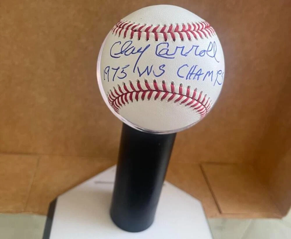 CLAY CARROLL REDS 75 WS CHAMPS SIGNED AUTOGRAPHED M.L. BASEBALL JSA AUTH
