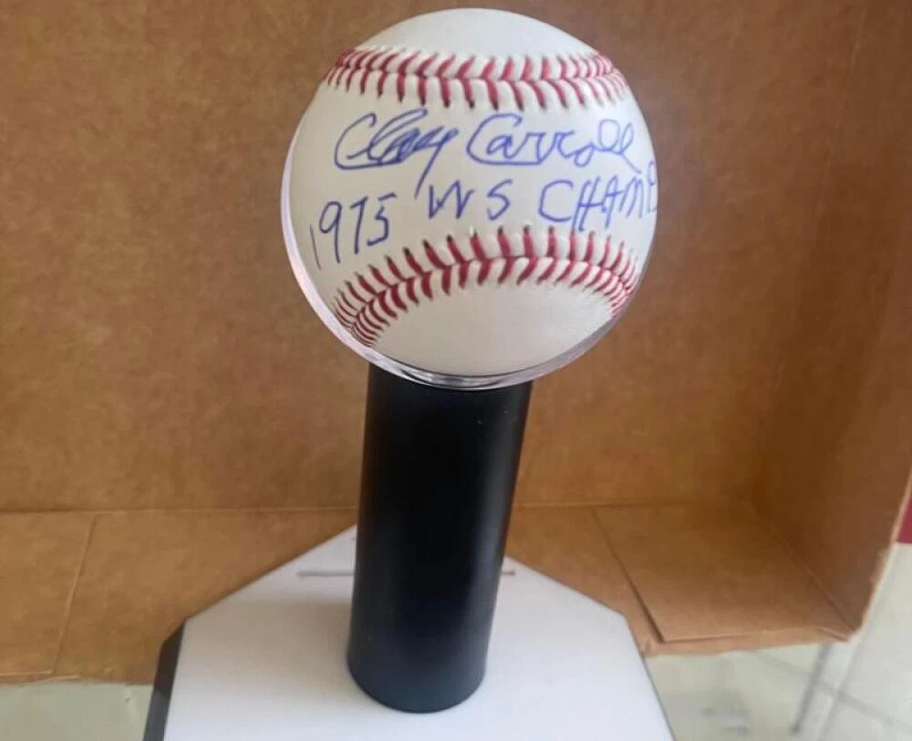 CLAY CARROLL REDS 75 WS CHAMPS SIGNED AUTOGRAPHED M.L. BASEBALL JSA AUTH