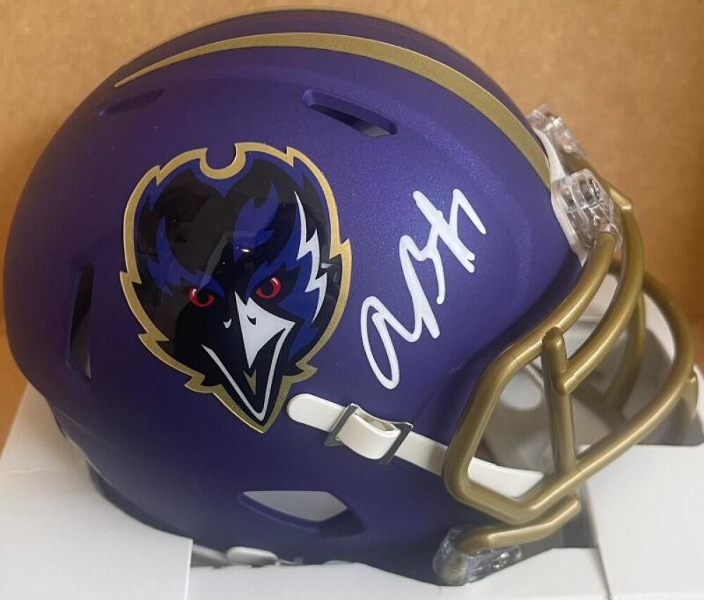 RASHOD BATEMAN RAVENS SIGNED ALTERNATE MINI HELMET BECKETT