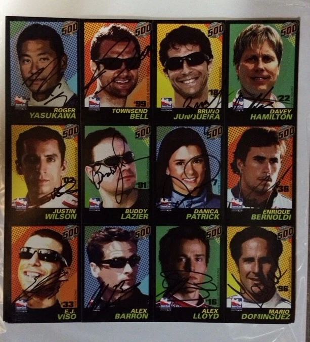 3 Indy 500 signed Card Sheets Indianapolis  Auto Dan Wheldon Justin Wilson Etc