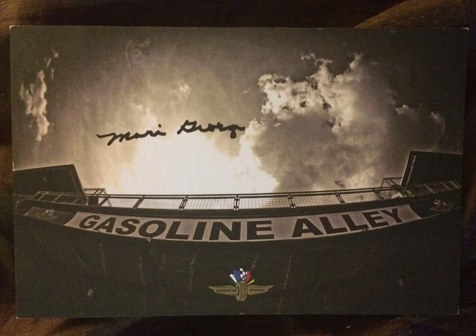 Mari Hulman George Indy 500 Signed Gasoline Alley Card Auto Racing Autographed