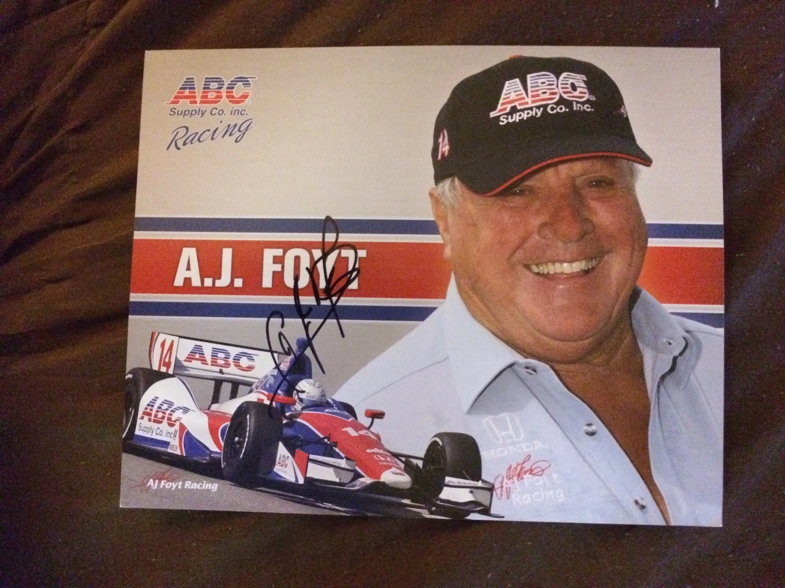 A J Foyt Signed Indianapolis 500 Promo Card Indy Car Autographed