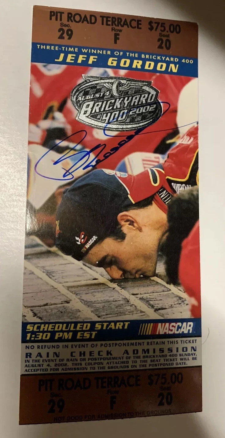 2002 Brickyard 400 Winner Bill Elliott Signed Ticket Stub NASCAR Indianapolis