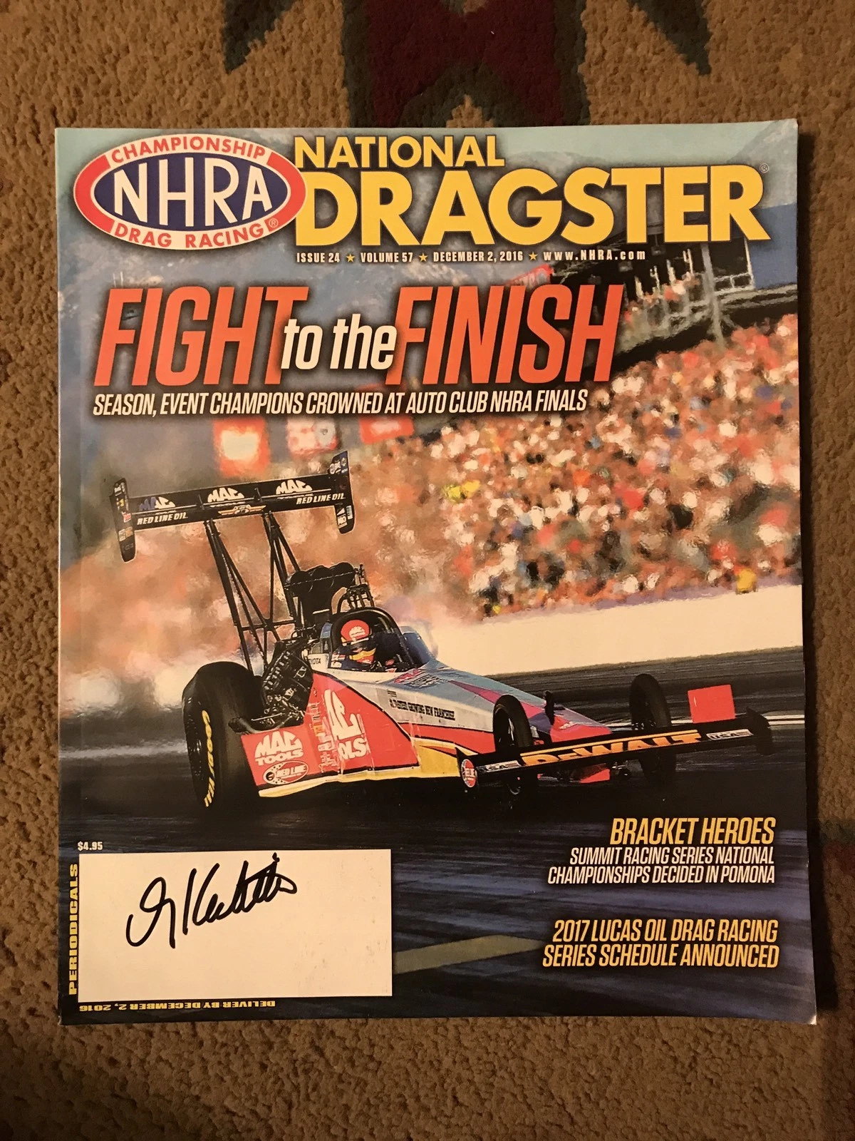Doug Kalitta Signed Magazine Nhra Top Fuel Dragster Autographed