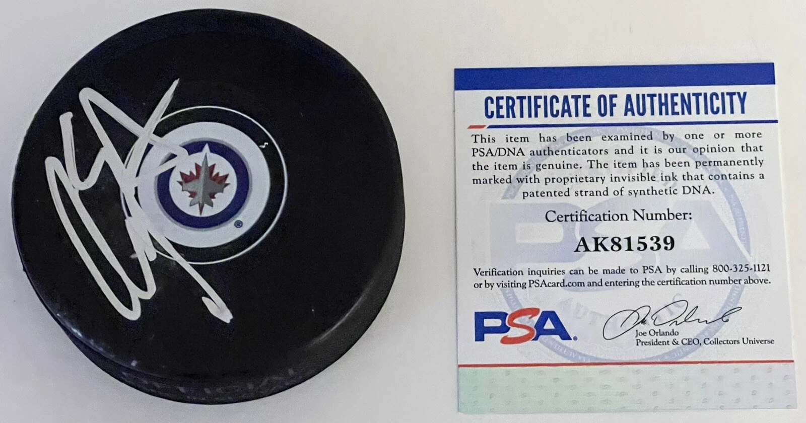 Tyler Myers Signed Autographed Winnipeg Jets Puck Stanley Cup PSA/DNA