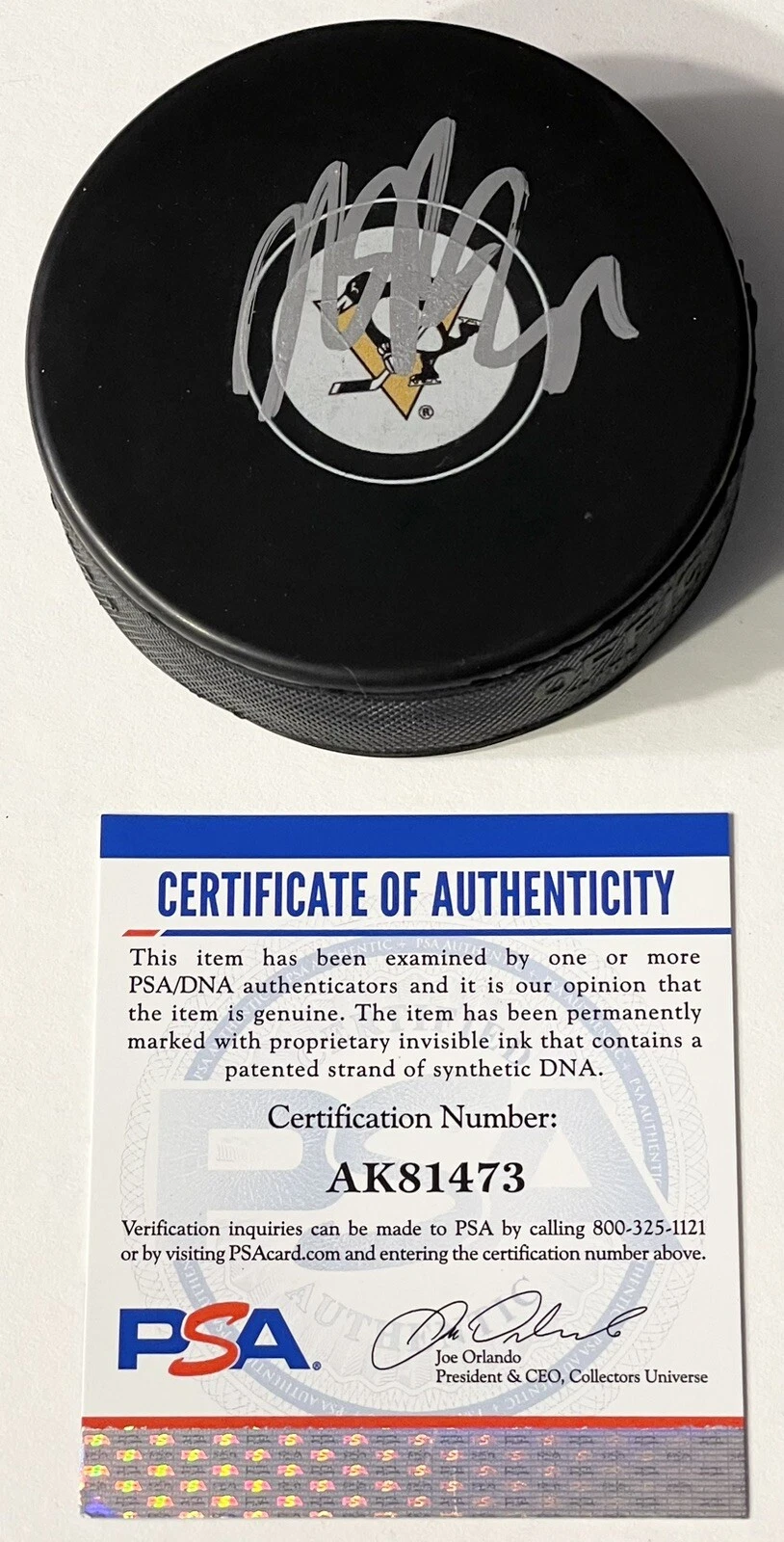 Nick Bjugstad Signed Autographed Pittsburgh Penguins Logo Puck PSA/DNA