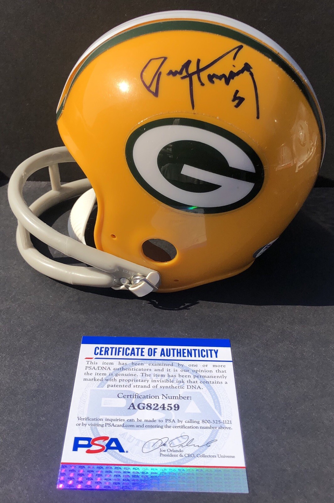 Paul Hornung Signed Autographed Green Bay Packers 2 Bar Mini Helmet Psa/Dna