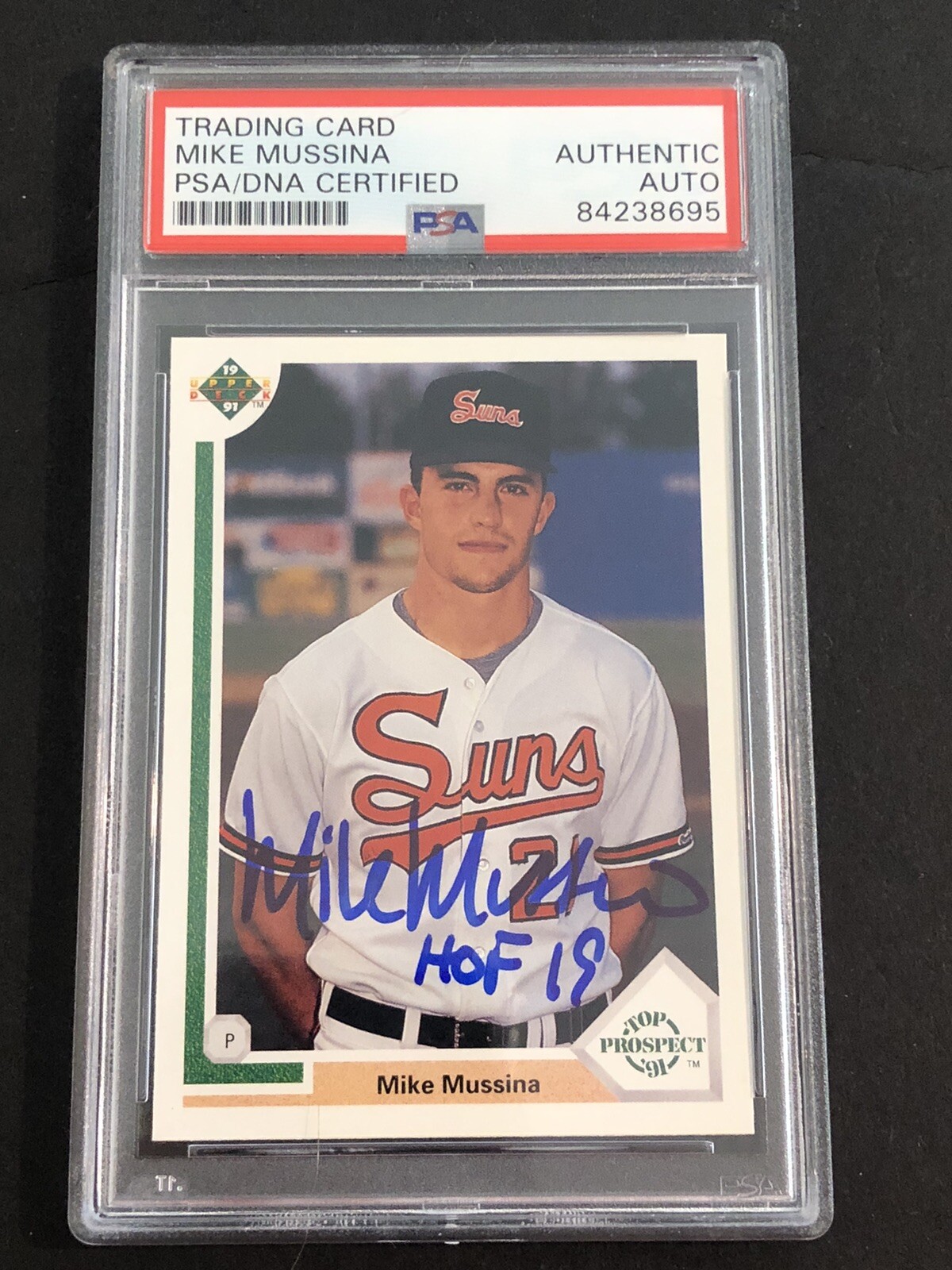 Mike Mussina Signed Auto Baltimore Orioles 1991 Upper Deck Rookie Card Psa/Dna