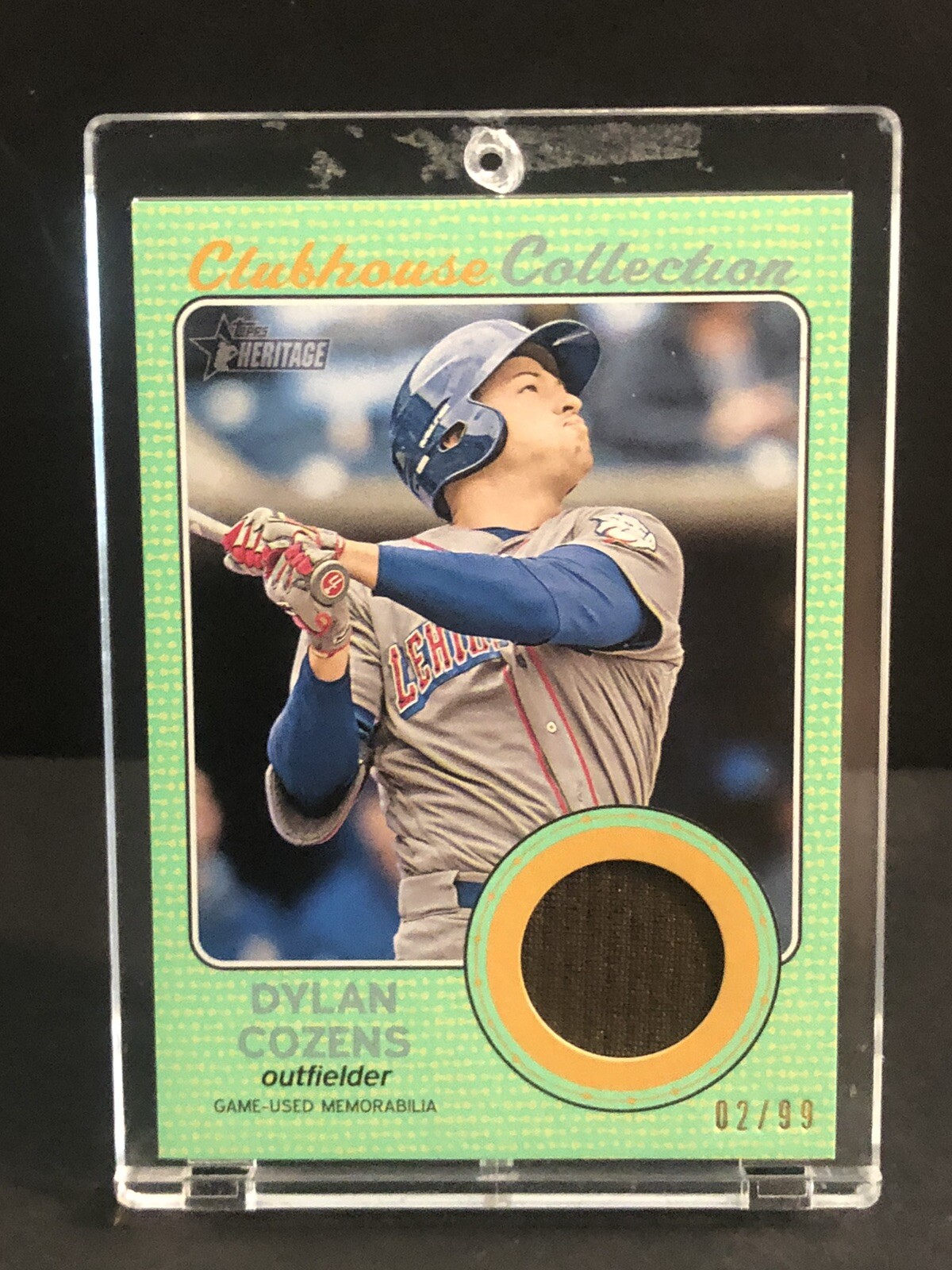 2017 Heritage Minors Clubhouse Collection Relics Green DC Dylan Cozens 02/99