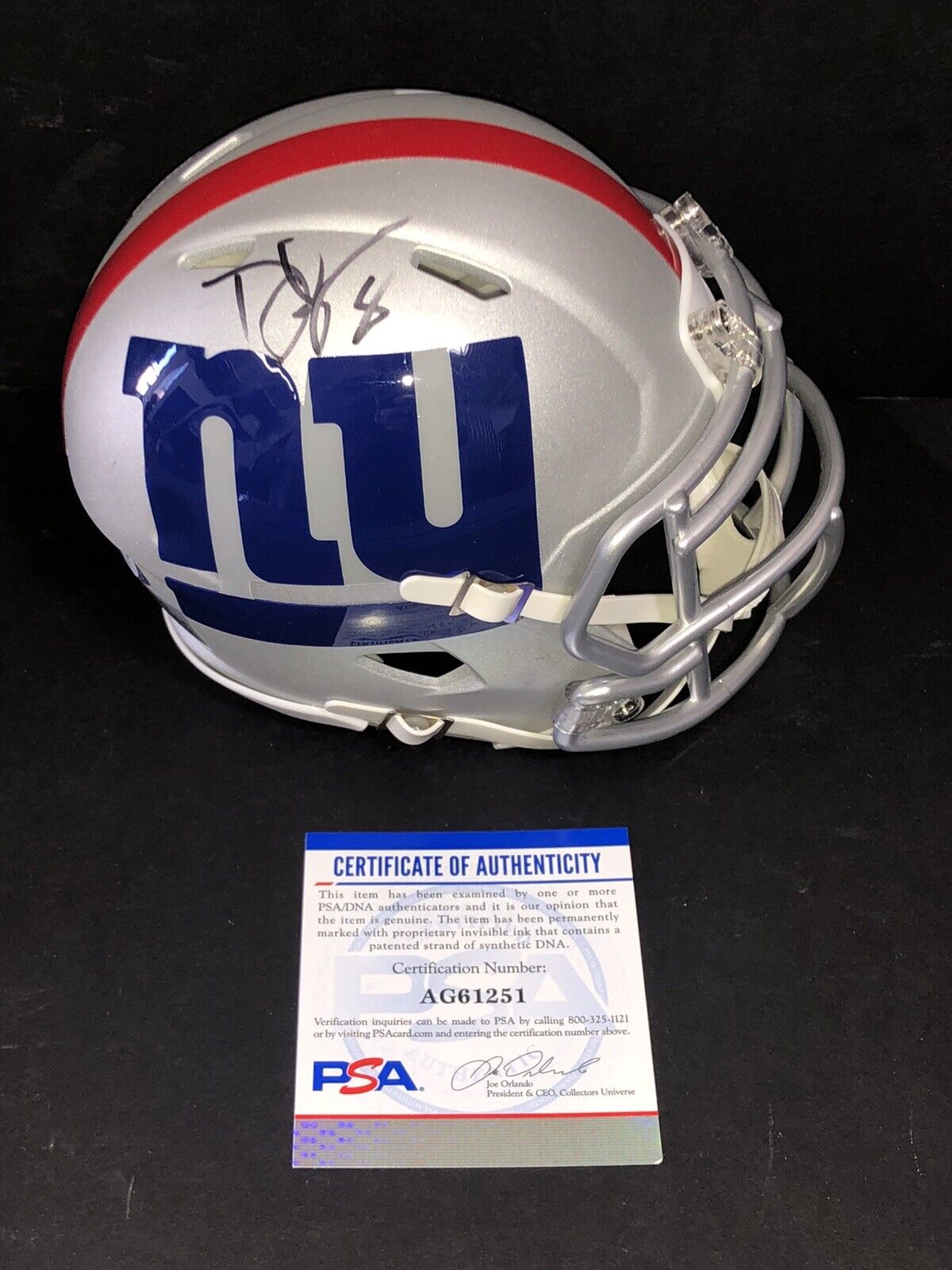 Daniel Jones Signed Autographed New York Giants AMP Mini Helmet Psa/Dna