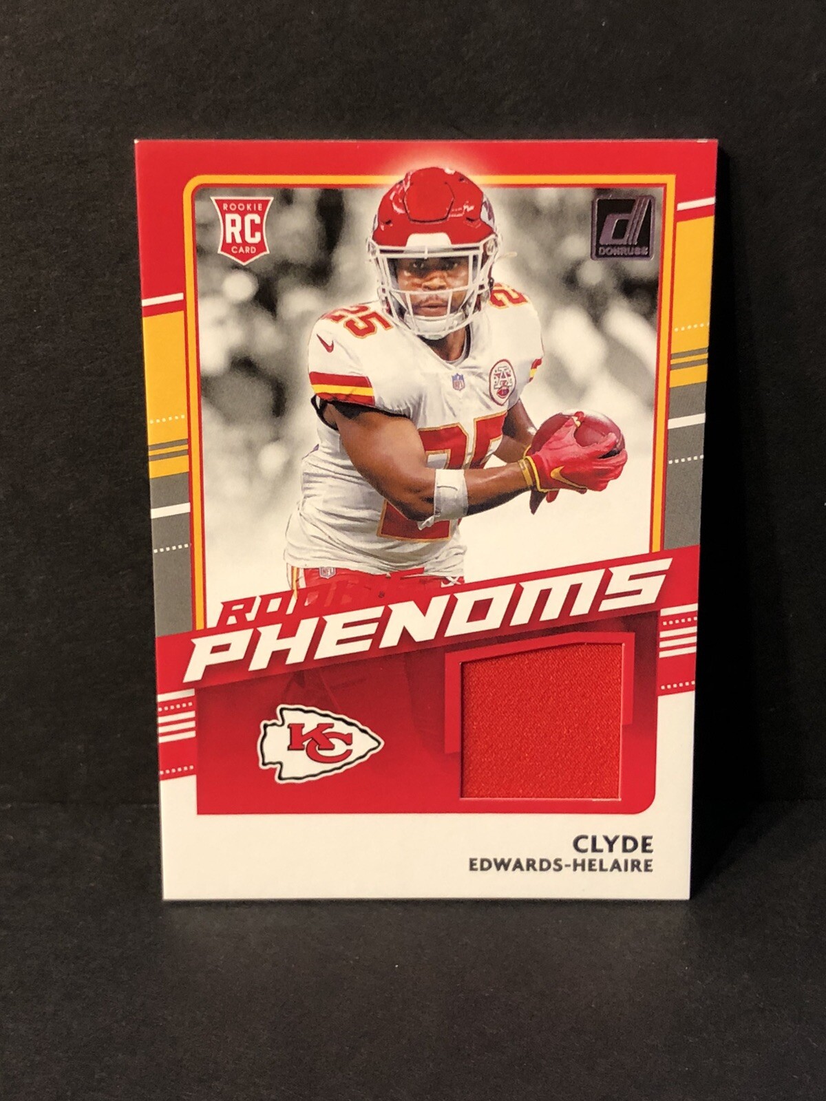 Clyde Edwards Helaire 2020 Donruss RC Rookie Phenoms Jersey Relic Chiefs