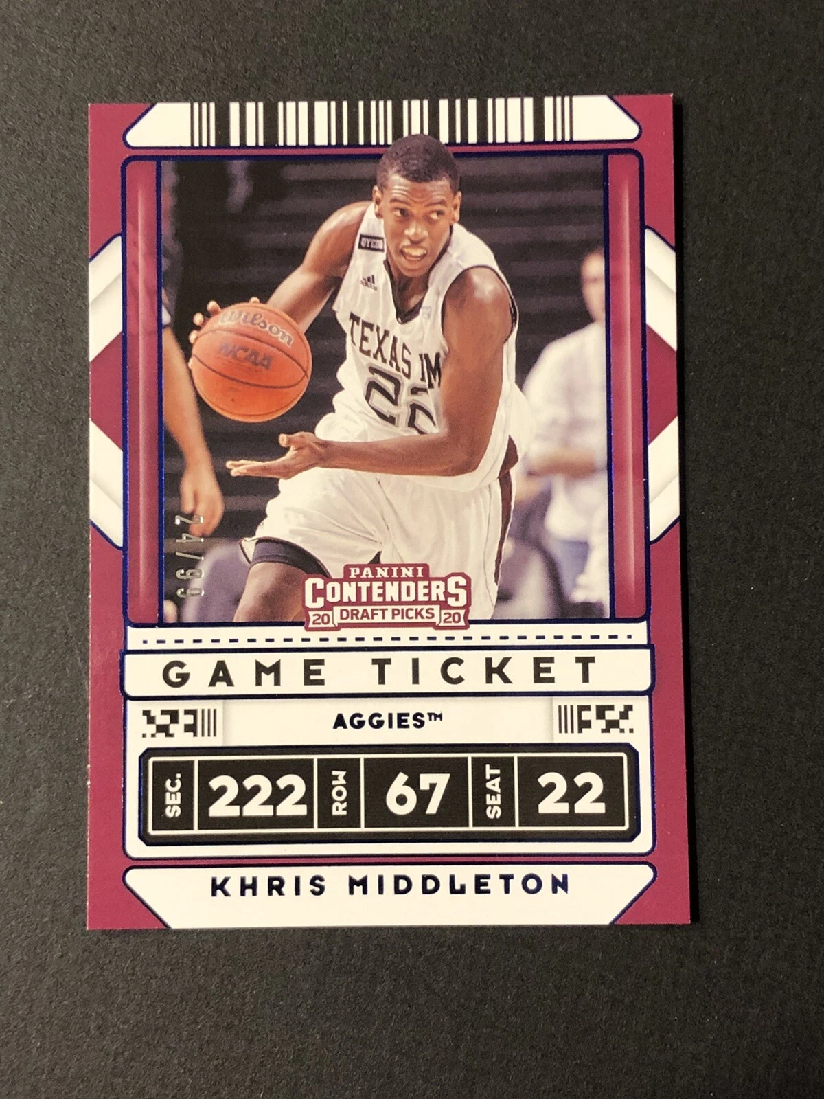 Khris Middleton 2020-21 Panini Contenders Game Ticket Blue Foil #24/99