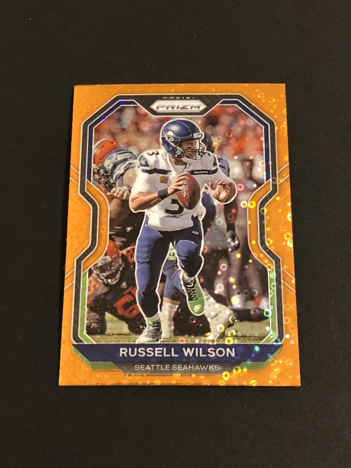 2020 Panini Prizm Russell Wilson SP Orange Disco Prizm #294 Seahawks