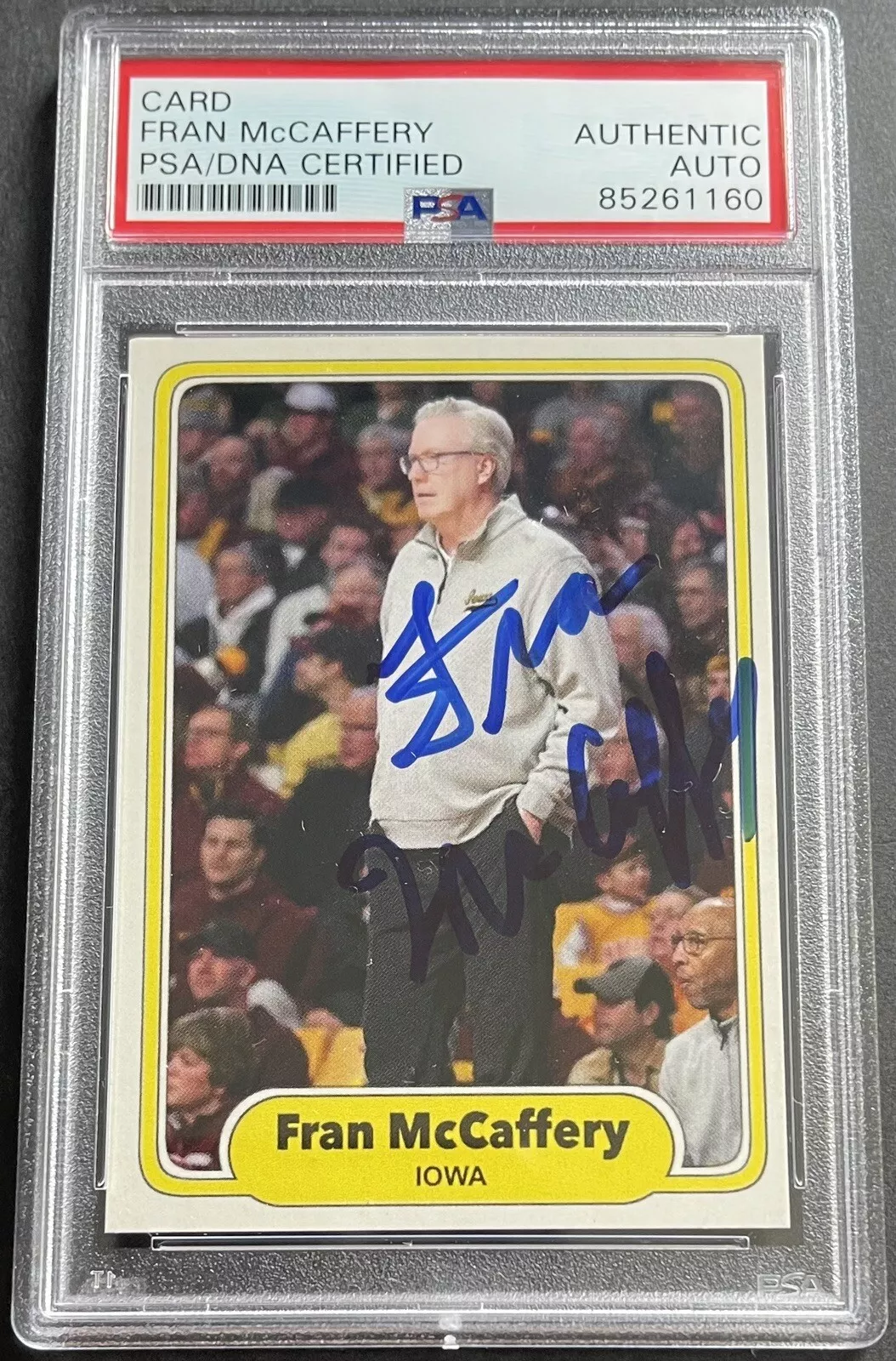 Fran Mccaffery Signed Autographed Iowa Hawkeyes Custom Card PSA/DNA Slabbed