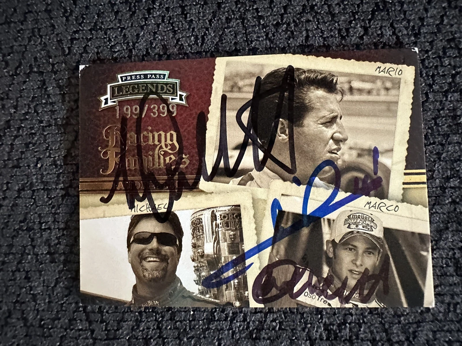 Signed Trading Card Indy 500 Car Mario & Michael & Marco Andretti Autographed
