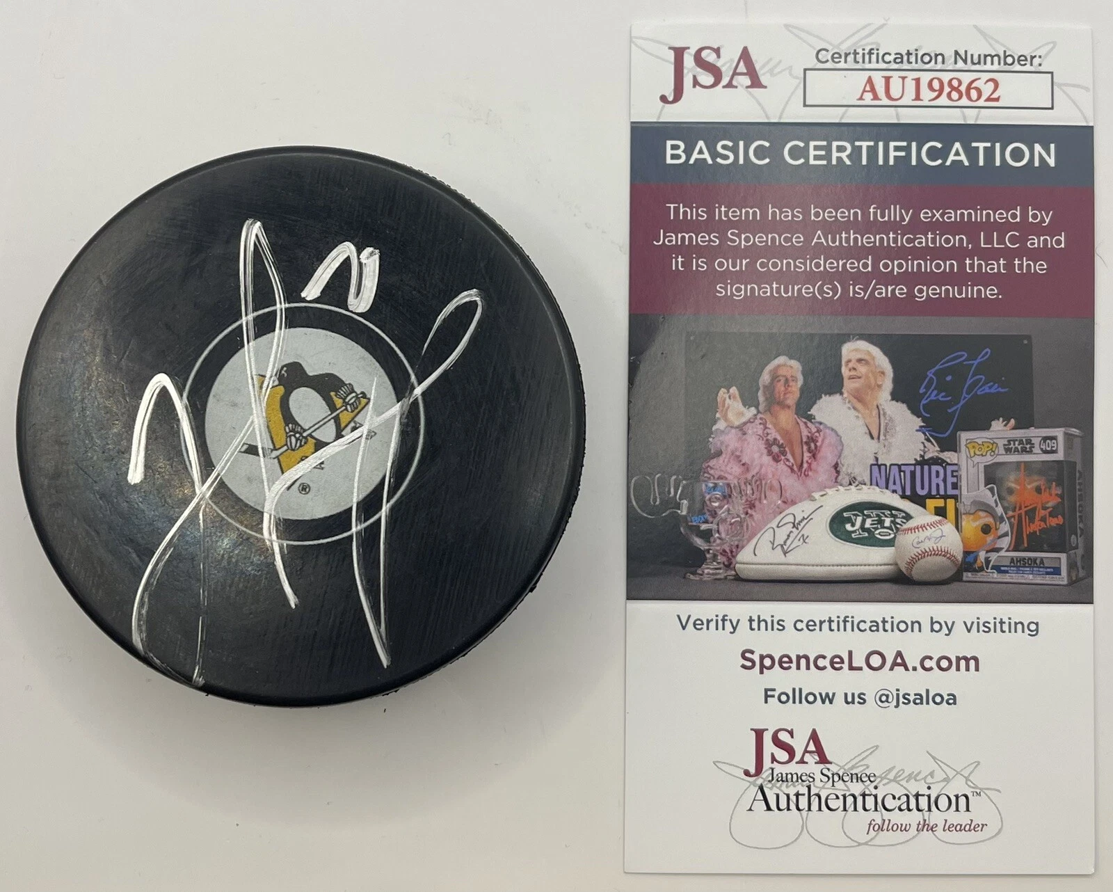 Matt Murray Signed Autographed Pittsburgh Penguins Logo Puck Stanley Cup JSA COA