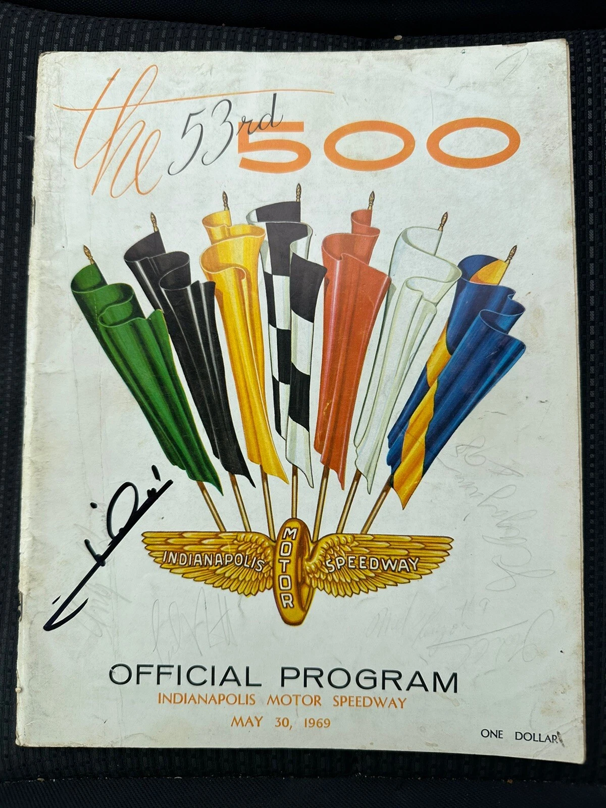 1969 Indy 500 Program Signed By Winner Mario Andretti Autographed