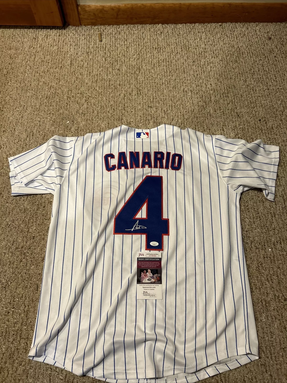 CHICAGO CUBS- ALEXANDER CANARIO SIGNED AUTOGRAPH JERSEY JSA COA PROSPECT