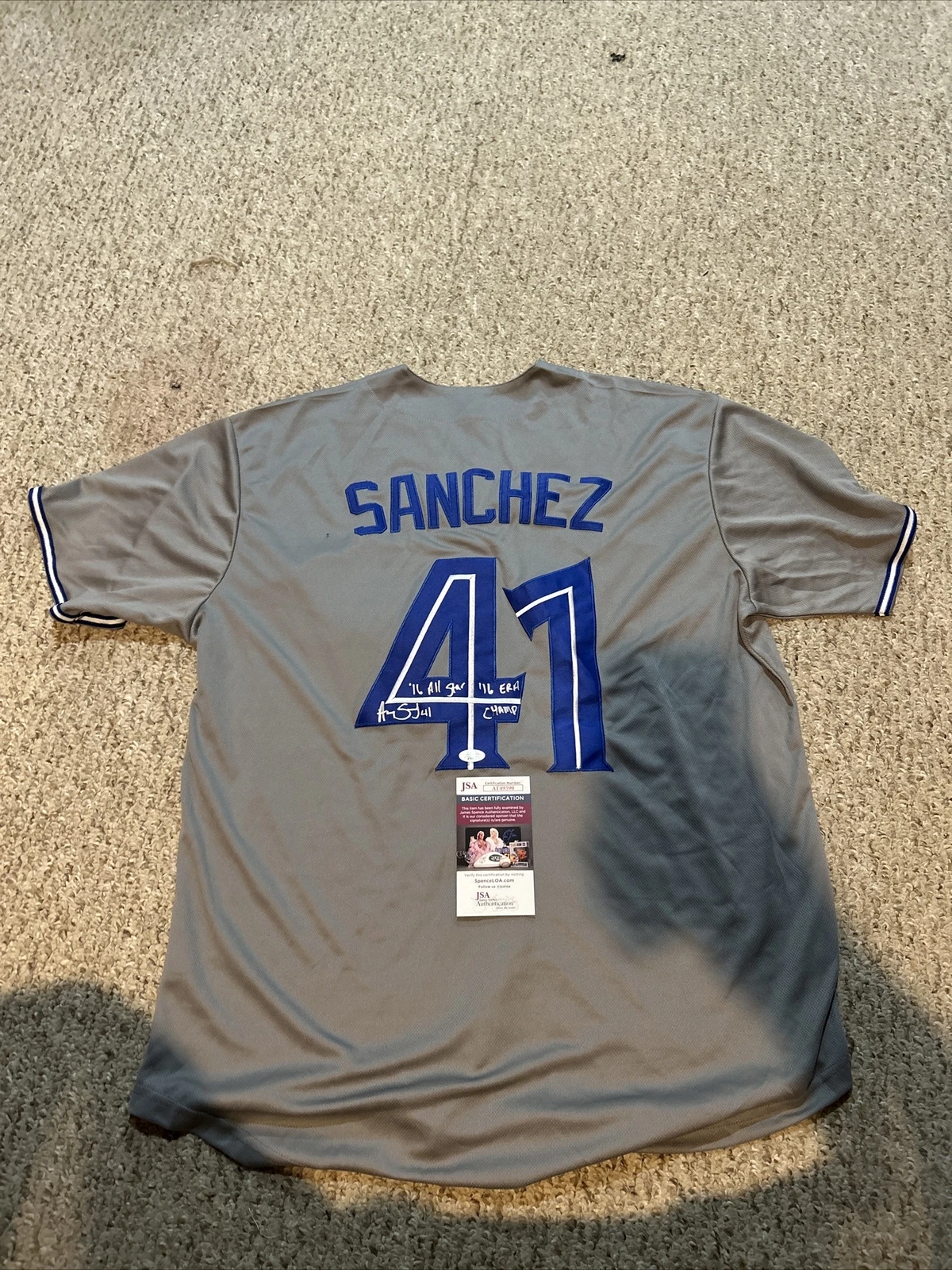 TORONTO BLIE JAYS- AARON SANCHEZ SIGNED AUTOGRAPH JERSEY JSA COA ALL STAR RARE