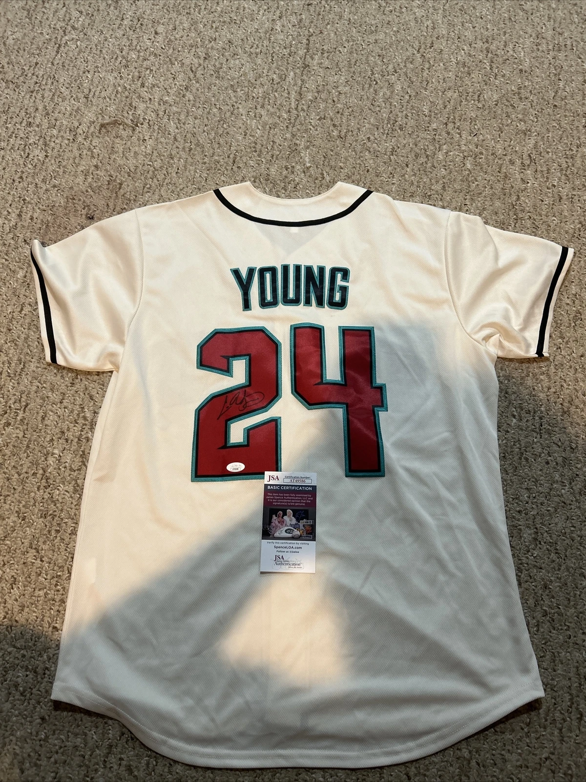ARIZONA DIAMONDBACKS- CHRIS YOUNG SIGNED AUTOGRAPH JERSEY JSA COA