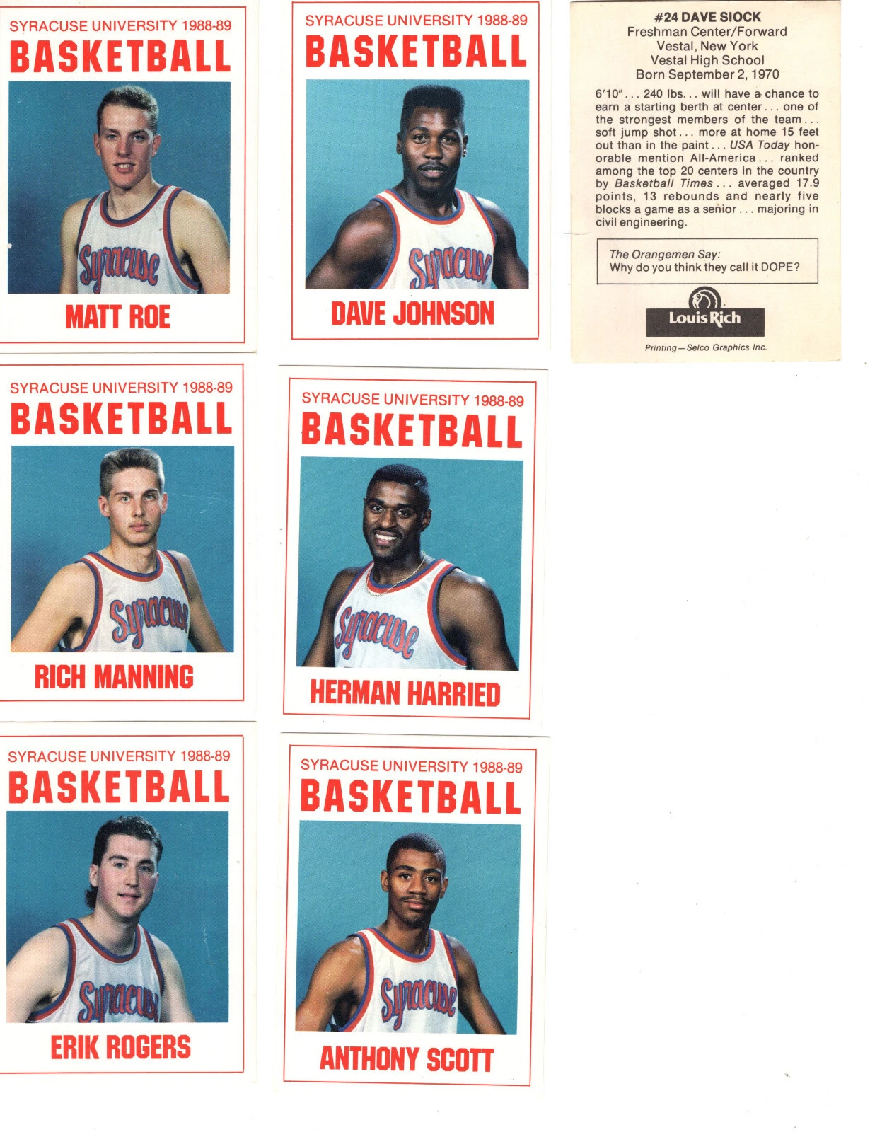 SYRACUSE BASKETBALL LOT OF 15 VINTAGE CARDS     HOPKINS+MCRAE    GREAT CONDITION