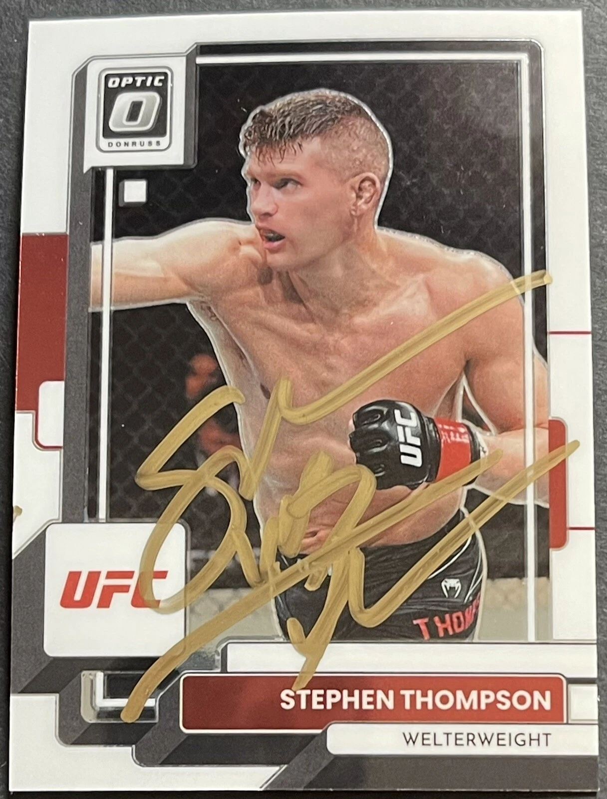 Stephen Thompson Signed 2023 Optic UFC Fighter Auto On Card Beckett Coa