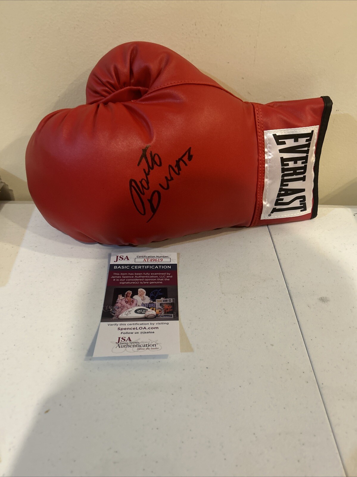ROBERTO DURAN SIGNED AUTOGRAPH LEATHER EVERLAST BOXING GLOVE JSA COA BOXER