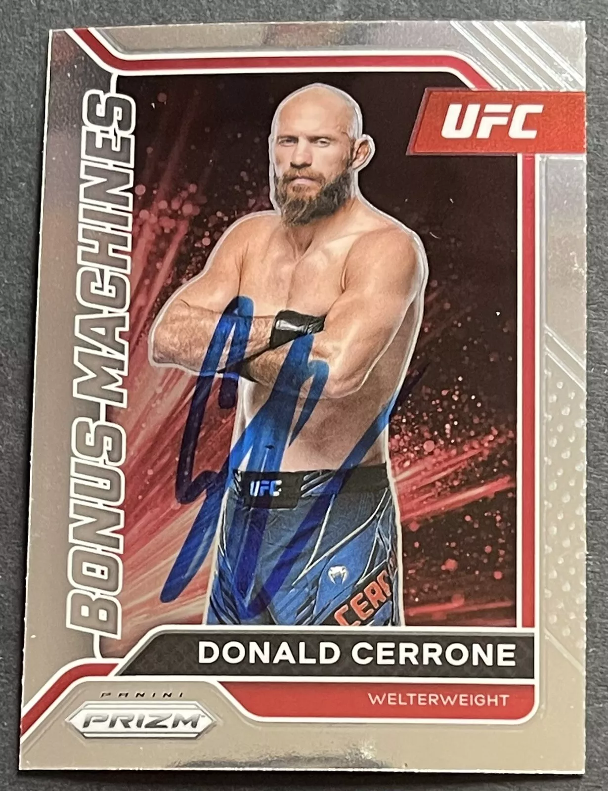 Donald Cowboy Cerrone Signed 2022 Prizm Bonus Machine Card UFC Beckett COA