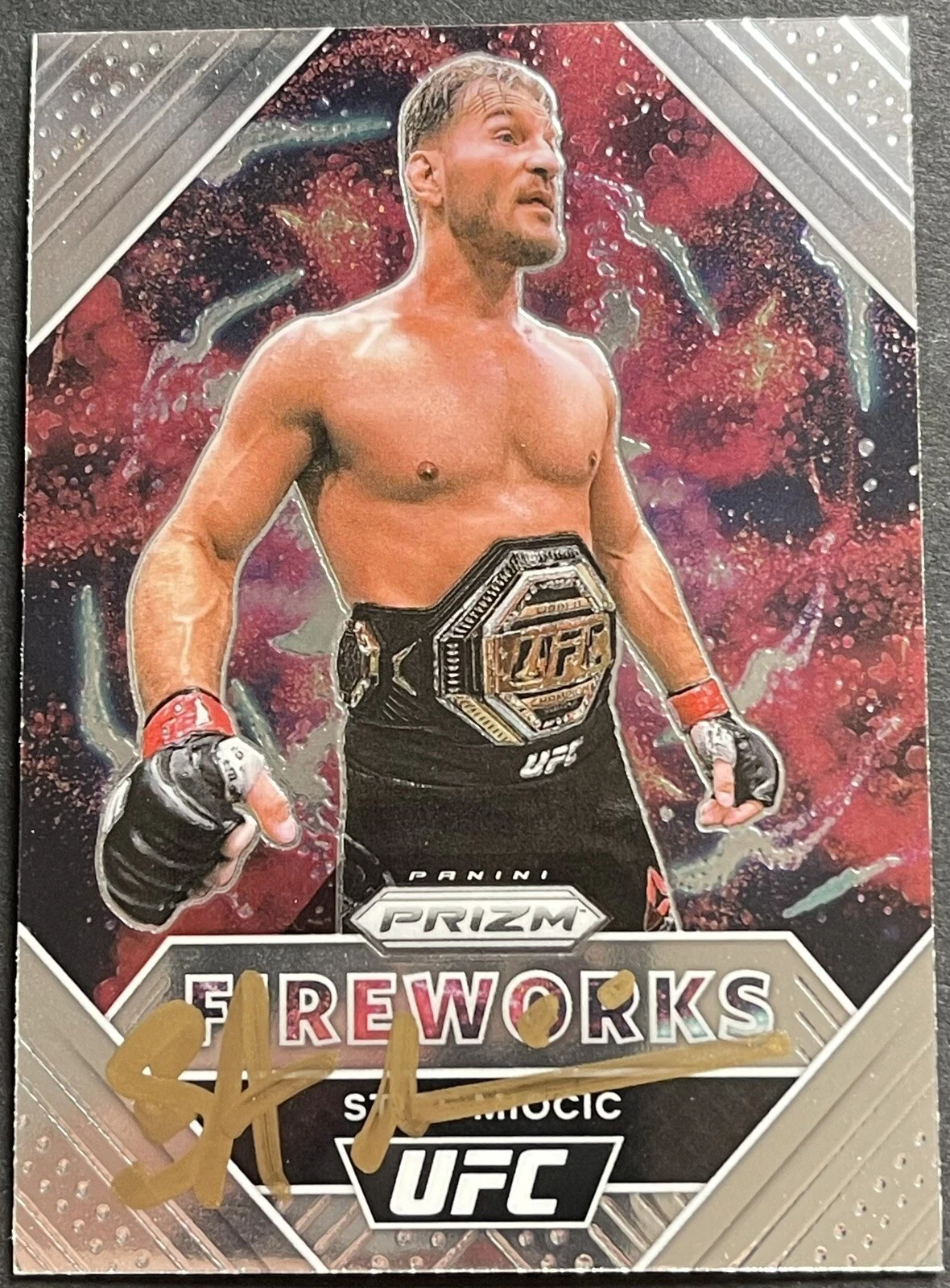 Stipe Miocic Signed Auto 2021 Prizm UFC Fireworks Card Beckett Coa
