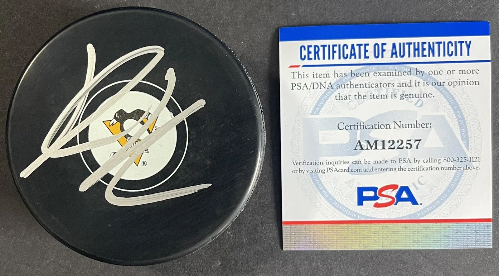 Danton Heinen Signed Autographed Pittsburgh Penguins Logo Hockey Puck PSA/DNA