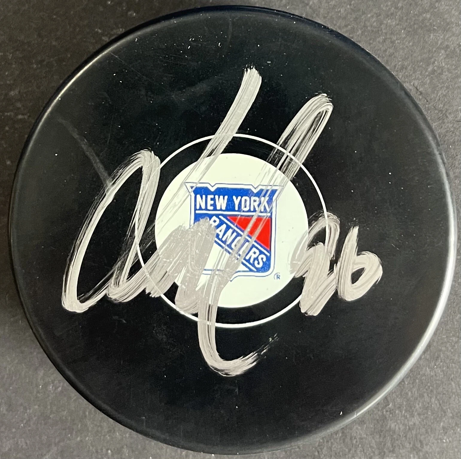 Jake Roslovic Signed Autographed New York Rangers Logo Puck PSA/DNA