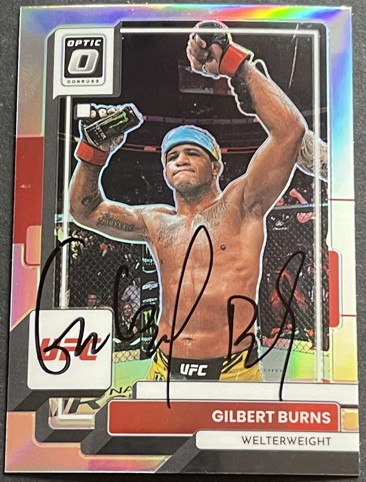 Gilbert Burns Signed Autographed 2023 Optic Silver UFC Card Beckett Coa