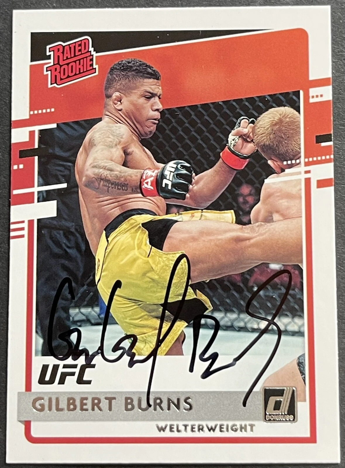 Gilbert Burns Signed Autographed 2021 Chronicles Donruss UFC Card Beckett Coa