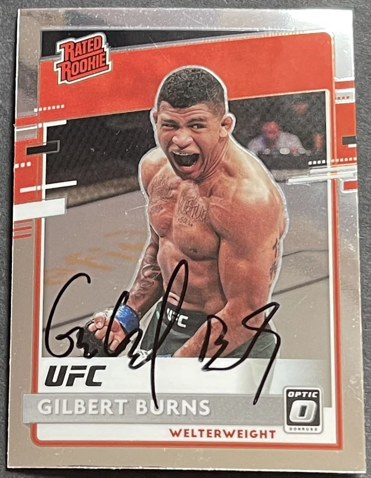 Gilbert Burns Signed Autographed 2021 Chronicles Donruss Optic UFC Card Beckett