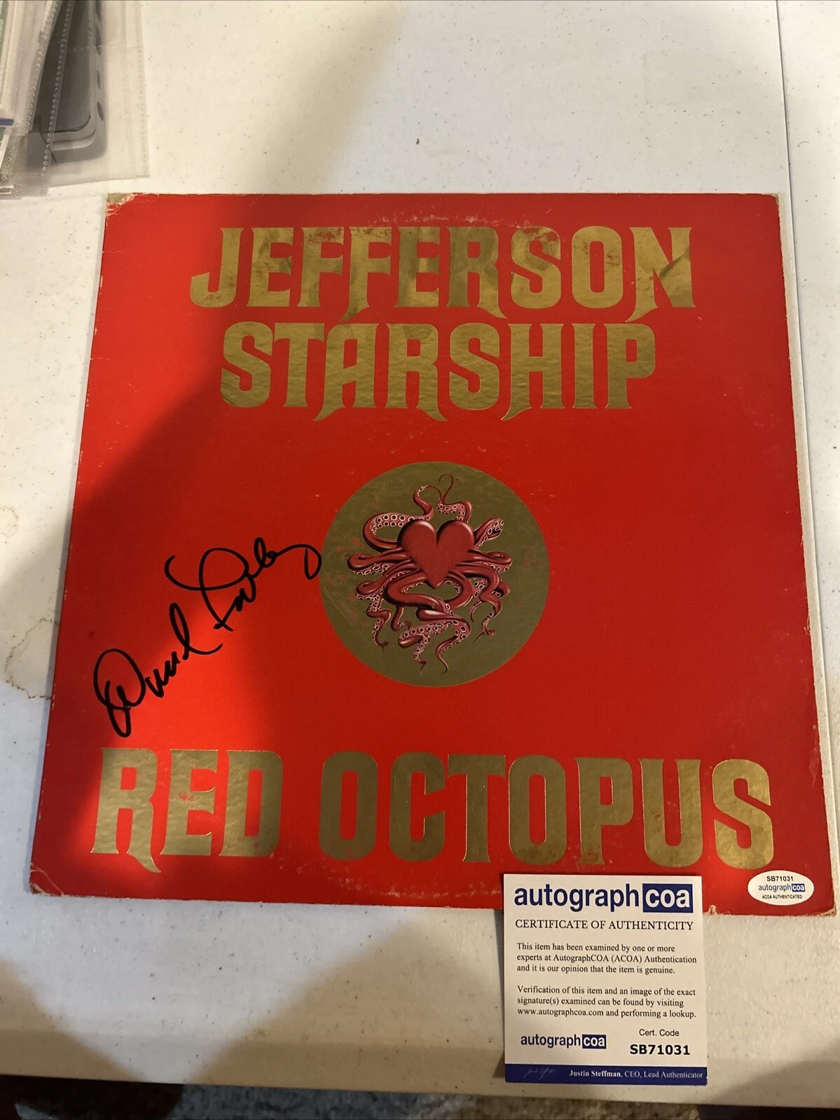 DAVID FREIBERG JEFFERSON STARSHIP SIGNED AUTOGRAPH VINYL ALBUM ACOA RED OCTOPUS