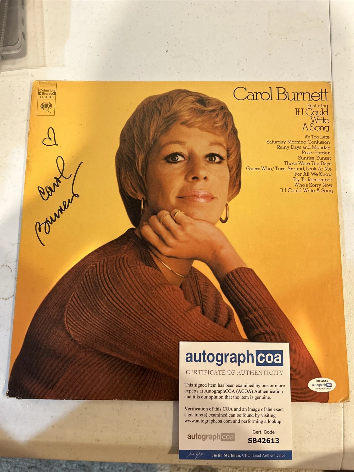 CAROL BURNETT SIGNED AUTOGRAPH VINYL ALBUM ACOA IF I COULD WRITE A SONG RECORD