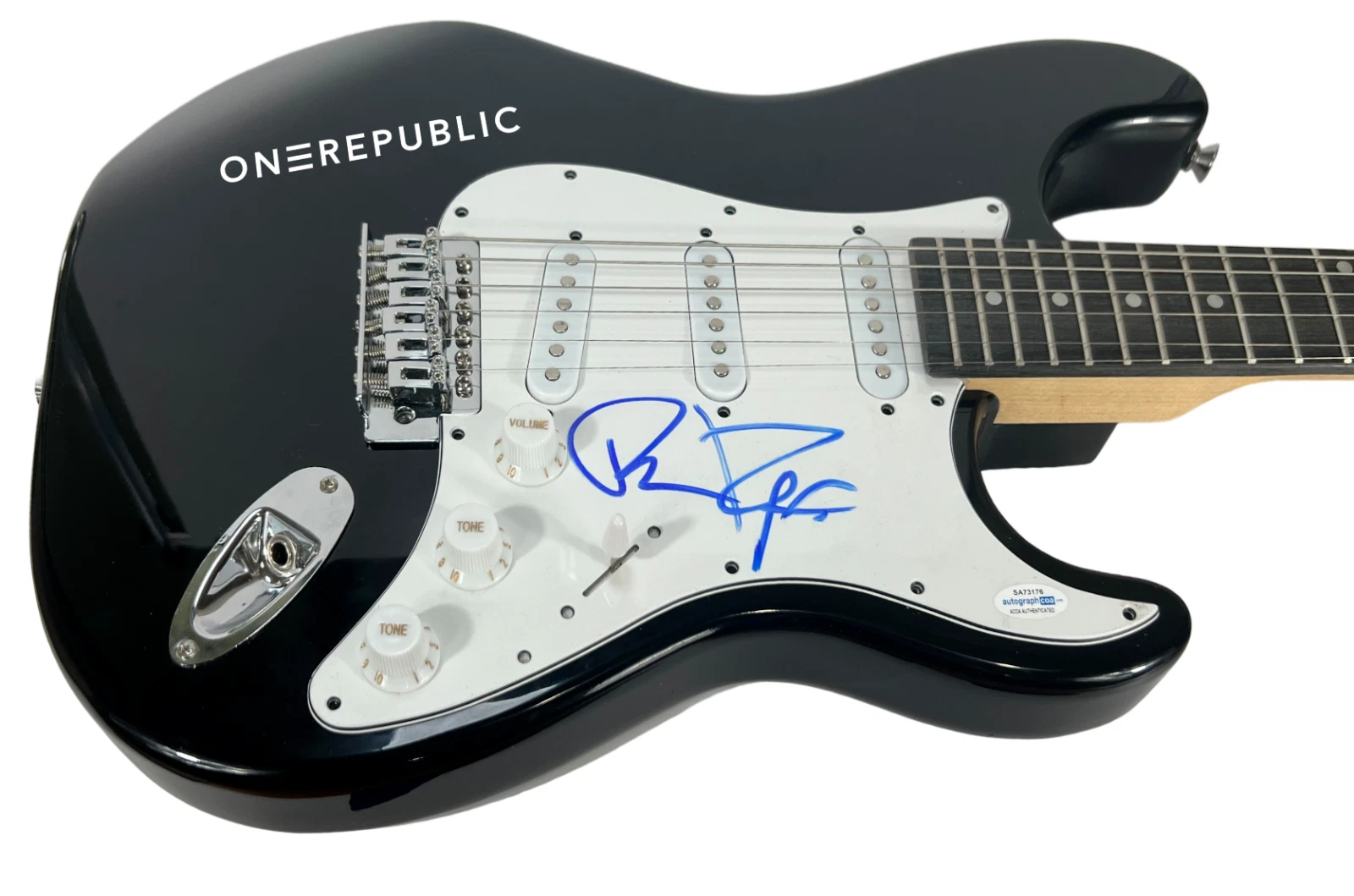ONE REPUBLIC Signed Autograph Electric Guitar Ryan Tedder Brent Kutzle ACOA COA