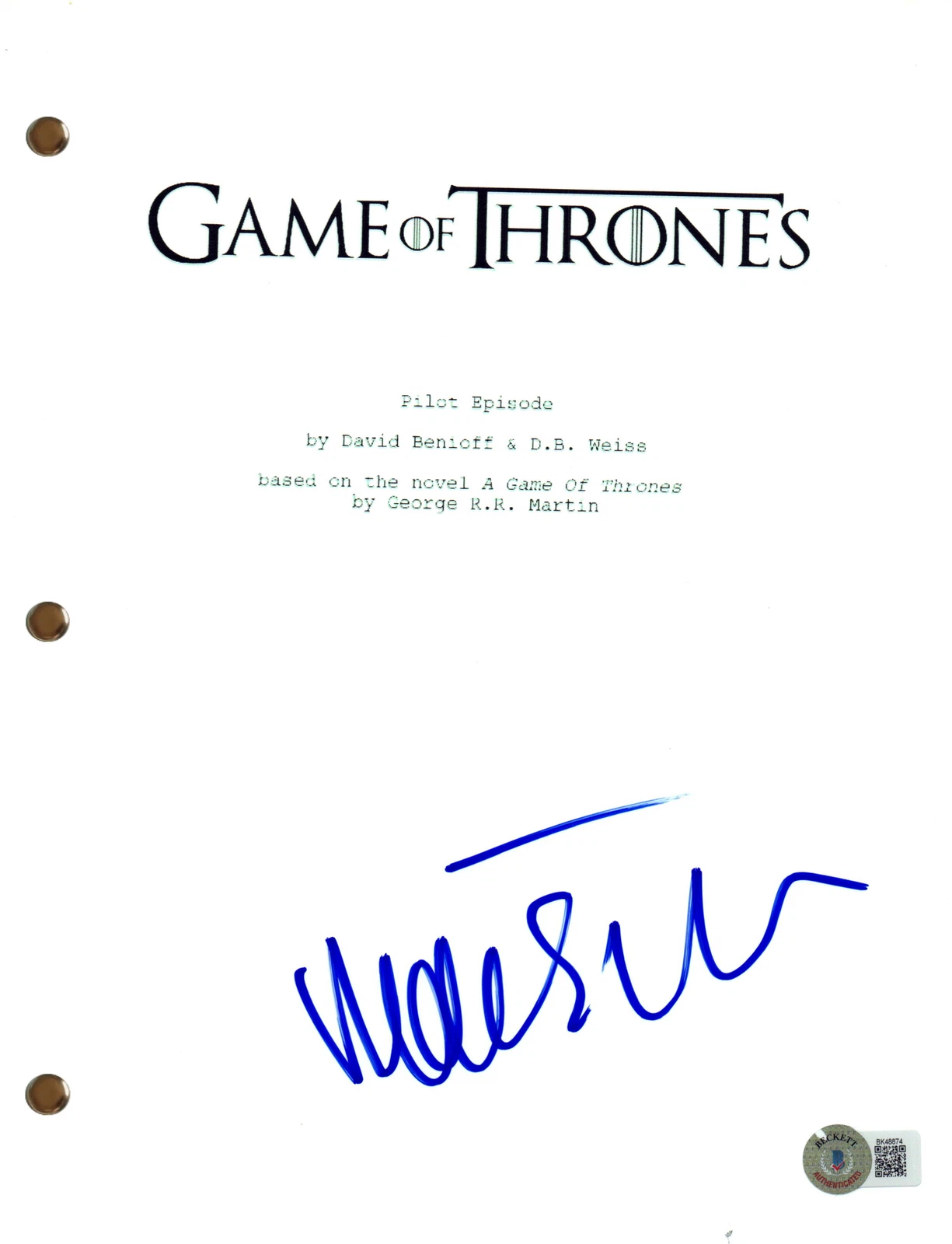 Maisie Williams Signed Autograph Game of Thrones Full Pilot Script Beckett COA