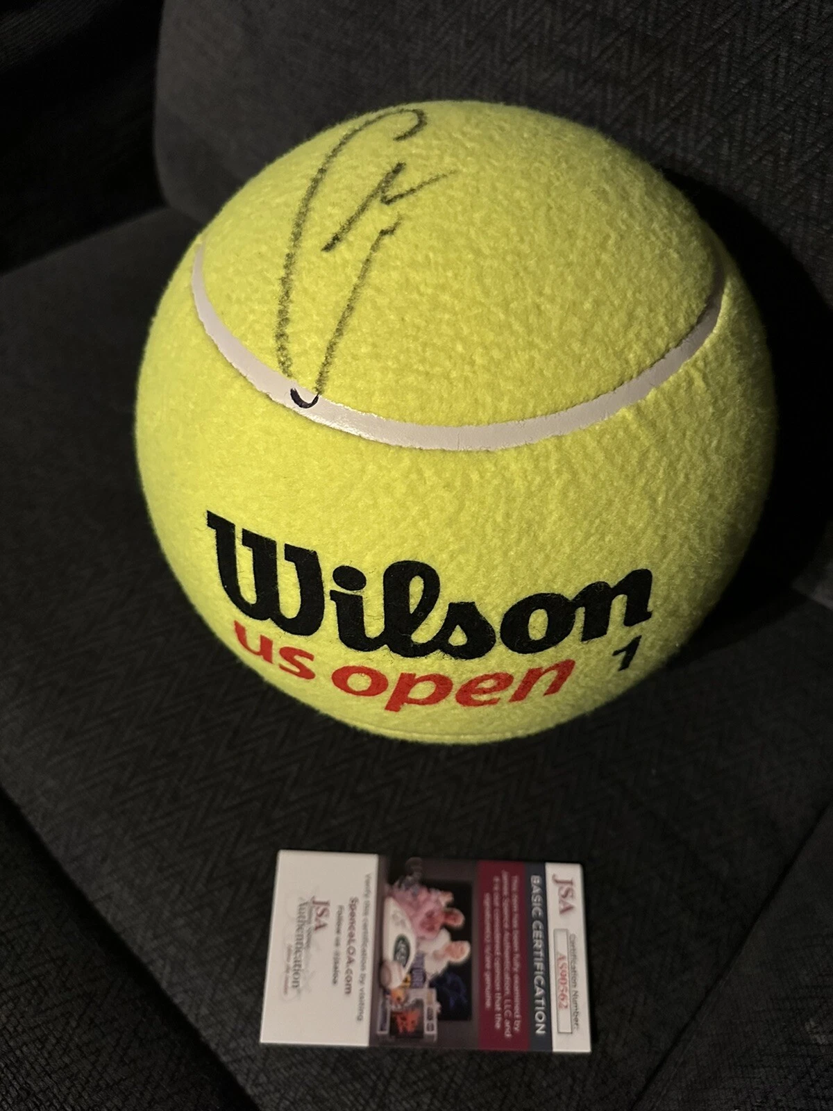 Carlos Alcaraz Signed 9” Jumbo US Open Tennis Ball JSA Authentication COA