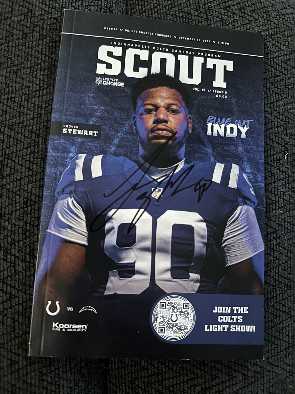 2022 Indianapolis Colts Grover Stewart Signed Scout Program Magazine