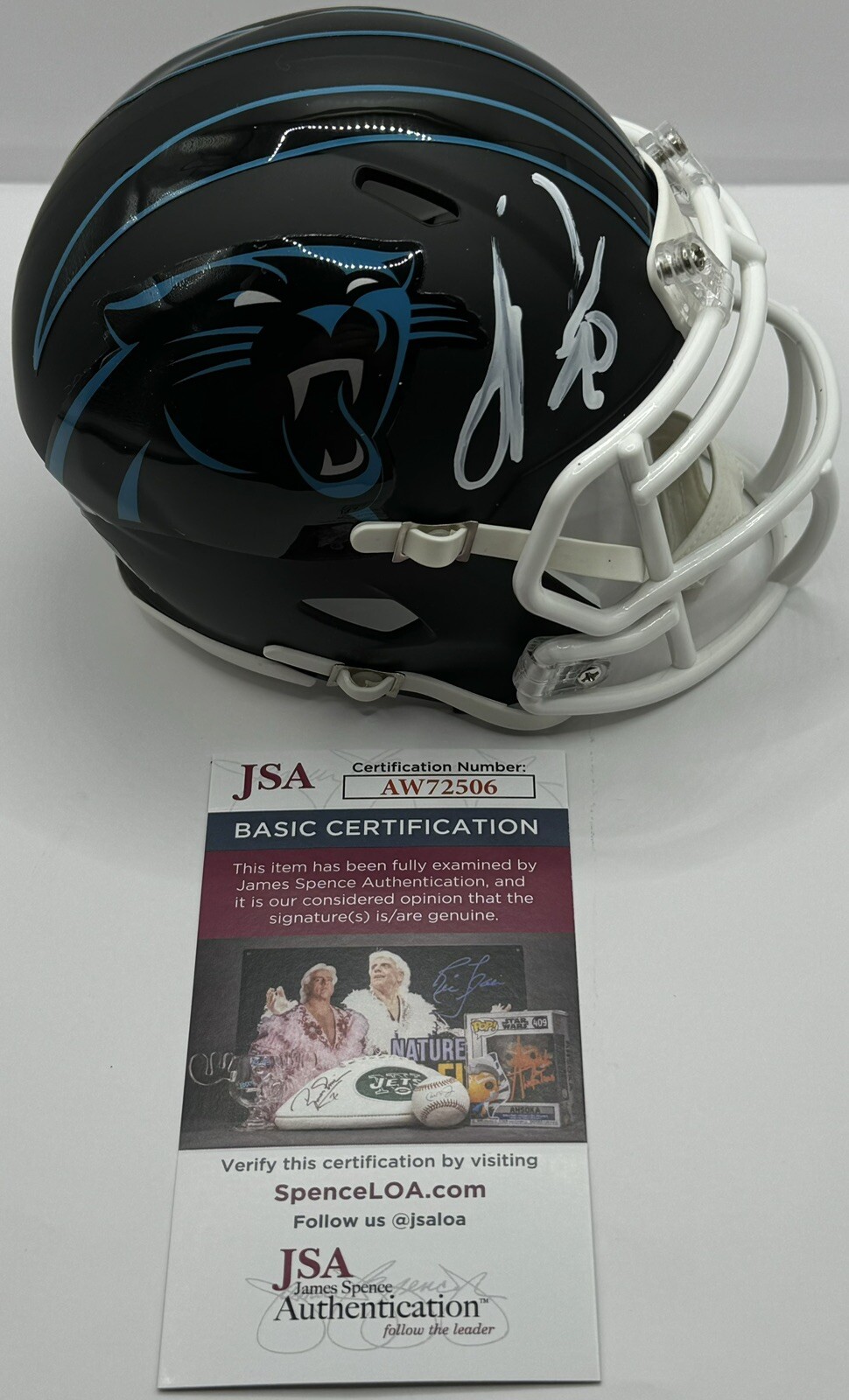 Julius Peppers Signed Autographed Carolina Panthers Flat Black Mini Helmet JSA