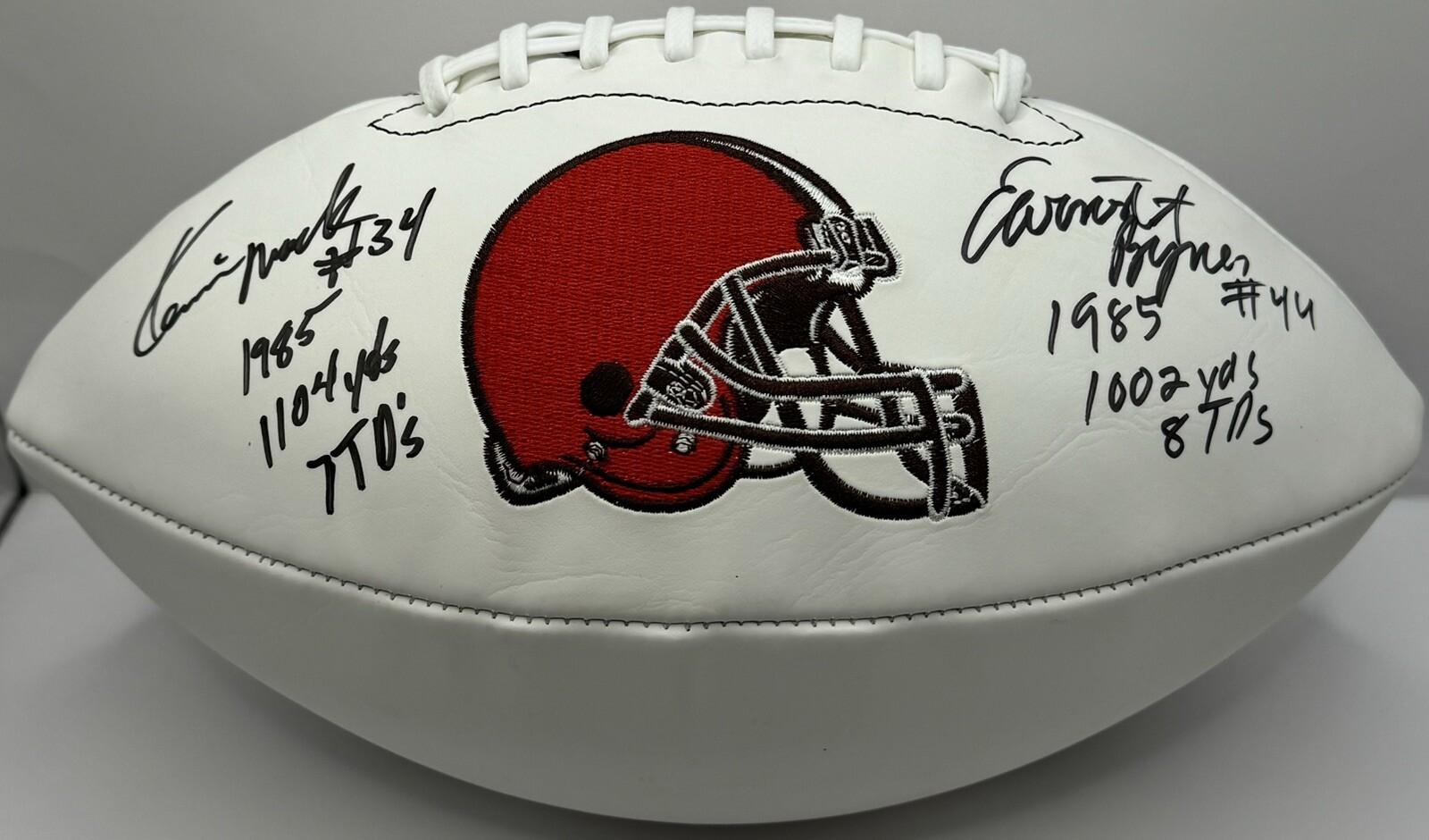 Earnest Byner Kevin Mack Dual Signed Cleveland Browns Logo Football 1000 JSA