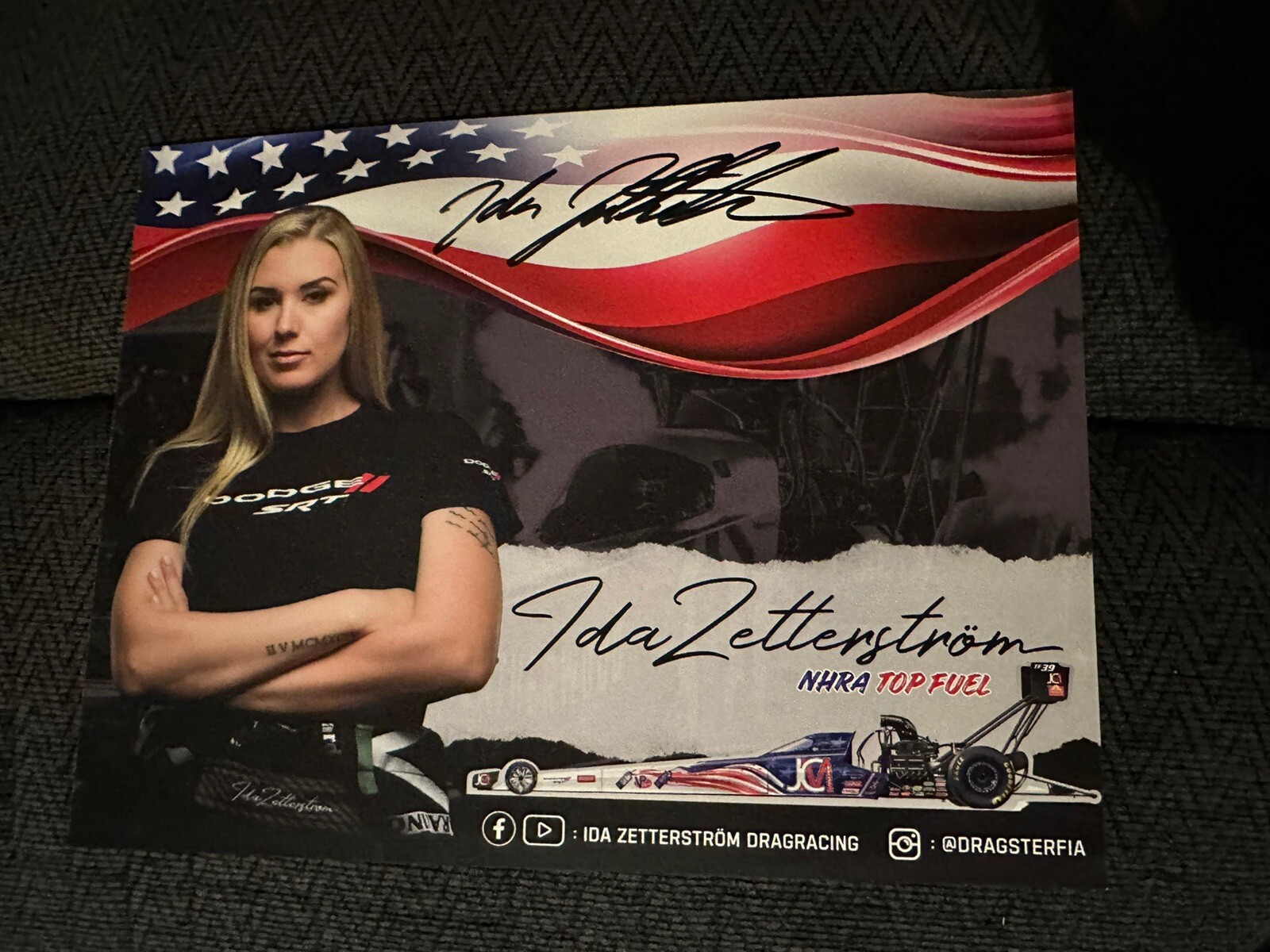 Ida Zetterstrom Signed Promo Hero Card 2024 NHRA Top Fuel Drag Racing