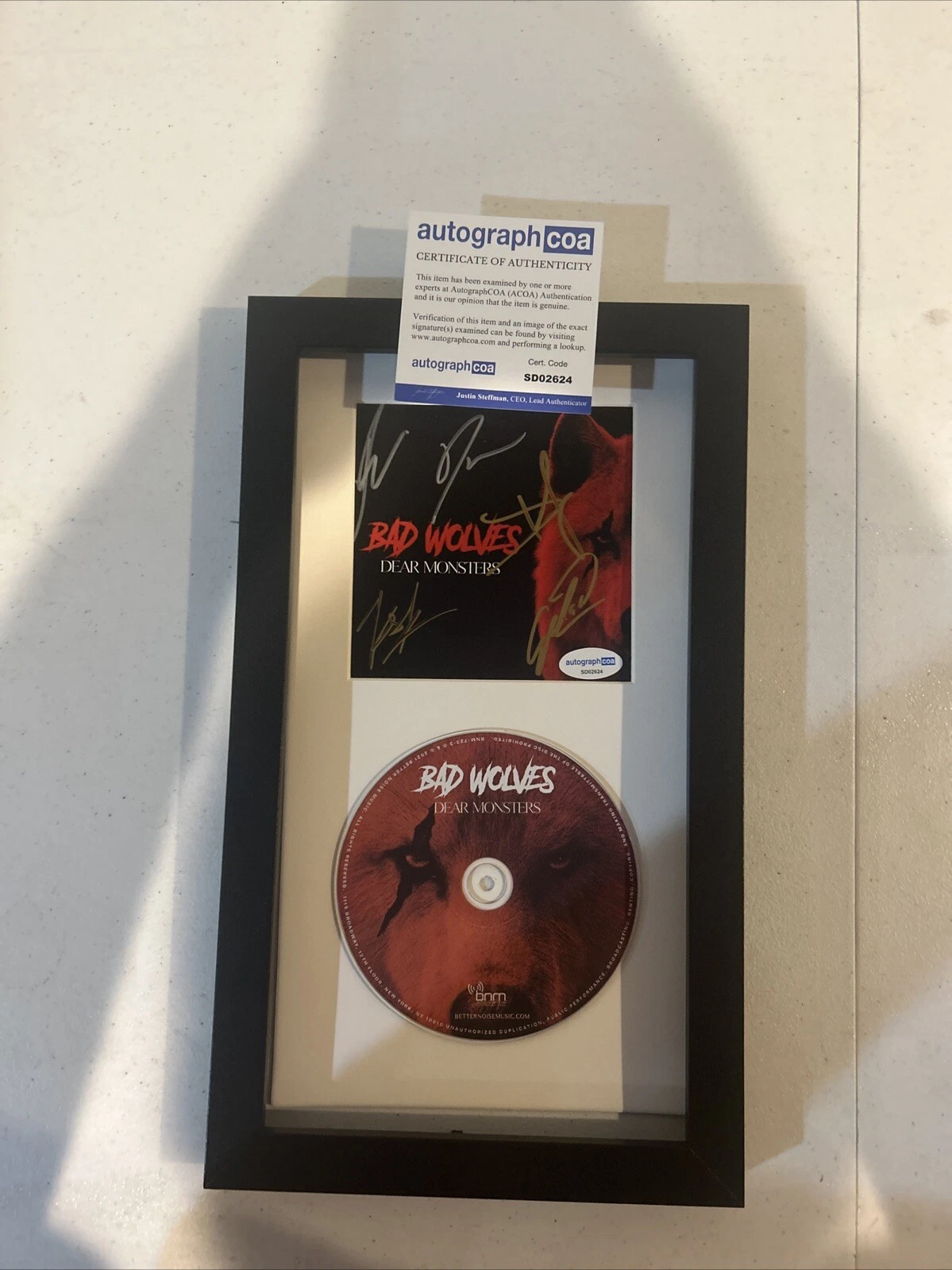 BAD WOLVES SIGNED AUTOGRAPH FRAMED CD DISPLAY ACOA DEAR MONSTERS
