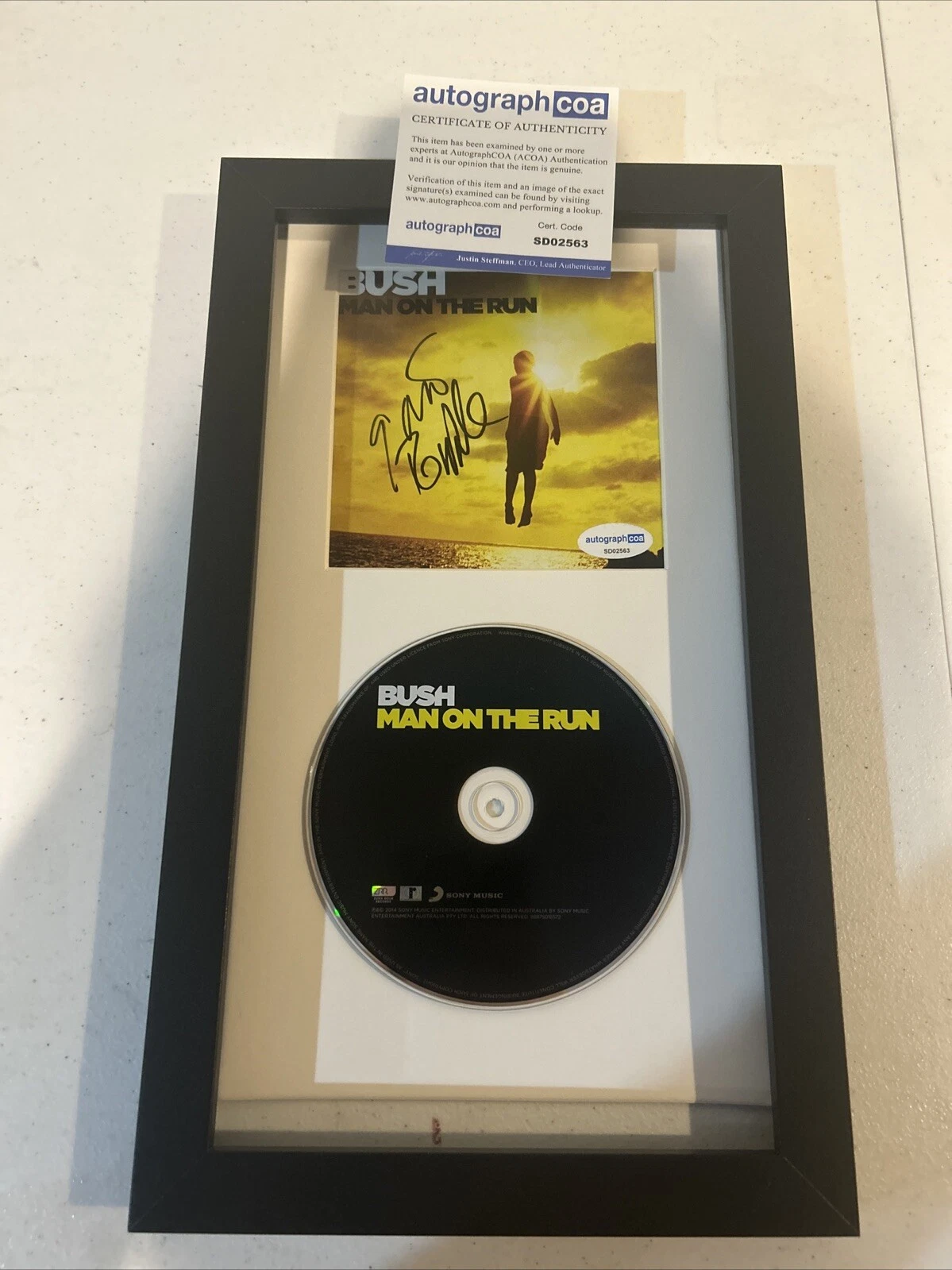 GAVIN ROSSDALE SIGNED AUTOGRAPH FRAMED CD DISPLAY ACOA BUSH MAN ON THE RUN