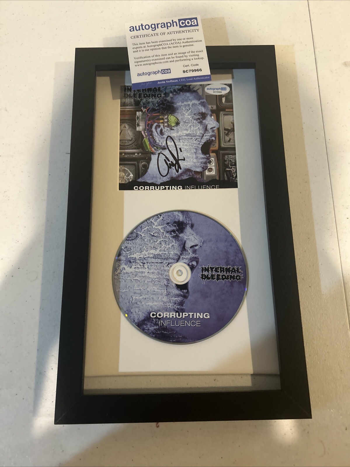 INTERNAL BLEEDING SIGNED AUTOGRAPH FRAMED CD DISPLAY ACOA CHRIS PERVELIS