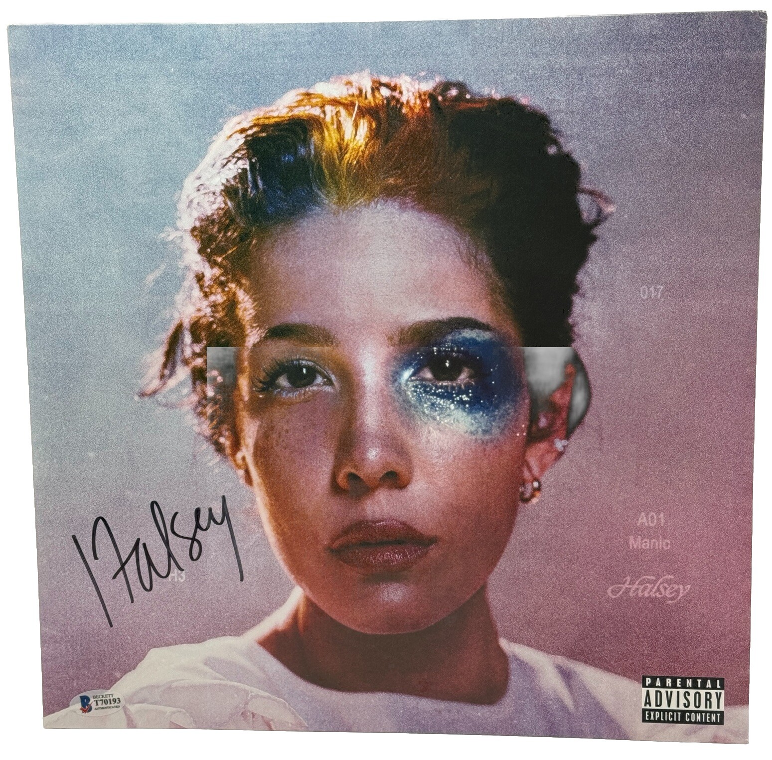 Halsey Signed MANIC Vinyl Record Album LP Autograph Pink Blue Splatter BAS COA